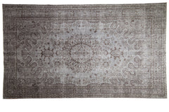 5.5x9.5 Vintage Distressed Overdyed Oushak Carpet // ONH Item 9036