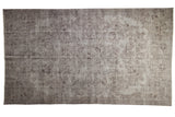 Distressed Oushak, silver chocolate floral palmette pattern, with even wear, 5'7