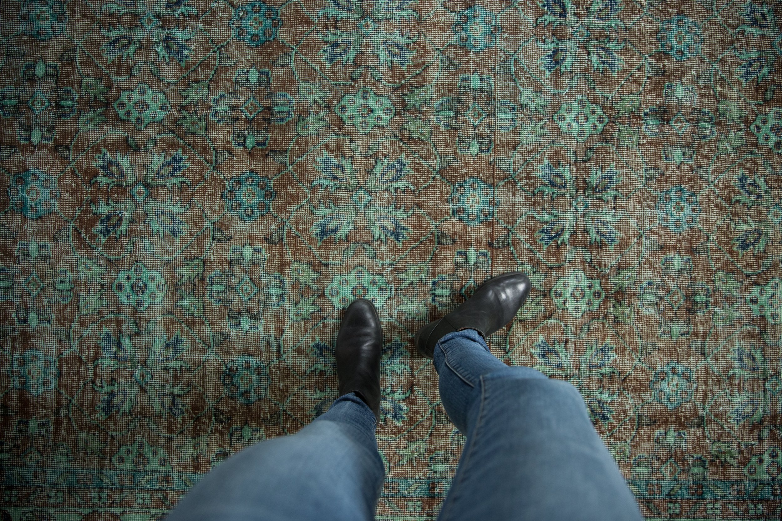 6.5x10 Vintage Distressed Overdyed Oushak Carpet // ONH Item 9045 Image 1