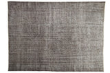 Distressed Overdyed Oushak carpet with silver and charcoal floral vinery, showing soft texture. 6'5