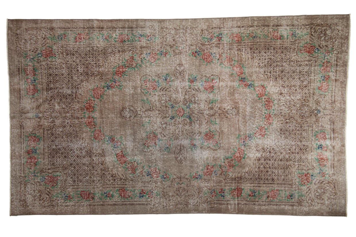 5.5x9.5 Vintage Distressed Overdyed Oushak Carpet // ONH Item 9051