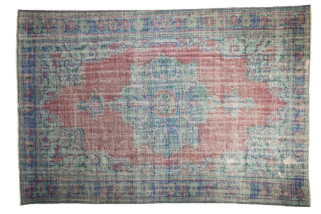 7.5x11 Vintage Distressed Overdyed Oushak Carpet // ONH Item 9054