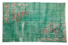 6.5x10 Vintage Distressed Turkish Art Deco Design Carpet // ONH Item 9055