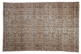 Distressed Vintage Sparta Carpet with allover scrolling vinery in ivory, beige, and brown.