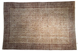 Distressed vintage Turkish Sparta carpet, allover faded ivory and bronze vinery. 6'9