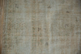 Reverse side of vintage Oushak carpet showing worn foundation and original side selvage.