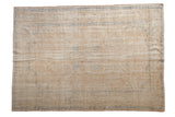 Distressed vintage Oushak carpet, cream and faded blue medallion design, 7'3