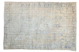 Vintage Distressed Oushak carpet with faded blue roundel medallion and cream floral field, 6'3