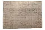 Distressed Vintage Oushak carpet, faded boteh and paisley motifs. 6'11