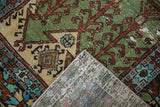 The hand-knotted foundation and reverse weave of a vintage Turkish Oushak rug runner.