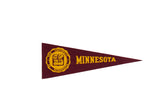Vintage University of Minnesota felt pennant flag in maroon with its gold school crest.