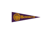 Vintage University of Washington purple felt pennant with yellow school crest and text.