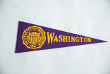 Textured purple felt pennant featuring bright yellow University of Washington crest.