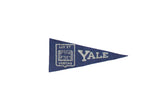 Vintage Yale University felt pennant, blue and white with Lux Et Veritas graphic, 4x8 inches.