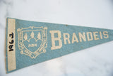 Brandeis University blue felt flag: 1962 date, white school crest, 