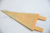 Reverse of vintage felt pennant, showing felt texture and time-softened hues.