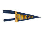 Vintage Bowling Green KY pennant, blue with yellow 'BOWLING GREEN' and 1956-1963 patch, 4x9 inches.