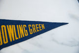 Yellow 'Bowling Green' lettering on vintage blue felt pennant.