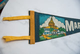 Yellow felt header and graphic of State Capitol on vintage Maryland pennant.