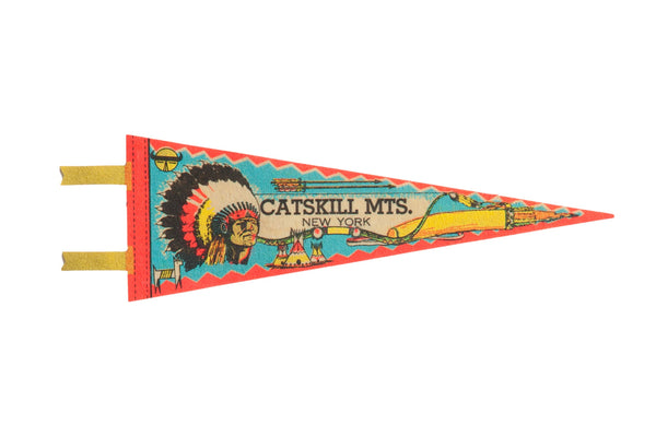 Vintage Catskill Mountains NY Felt Flag // ONH Item 9203