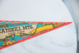 Close-up of Vintage Catskill Mountains NY Felt Flag with 