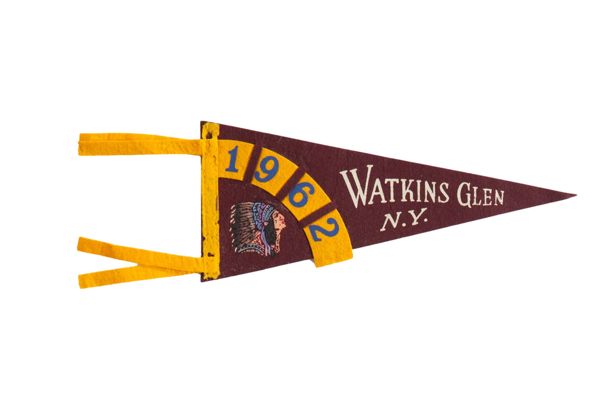 Vintage Watkins Glen NY 1962 Felt Flag // ONH Item 9209