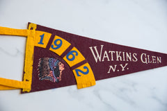 Vintage Watkins Glen NY 1962 Felt Flag // ONH Item 9209 Image 1
