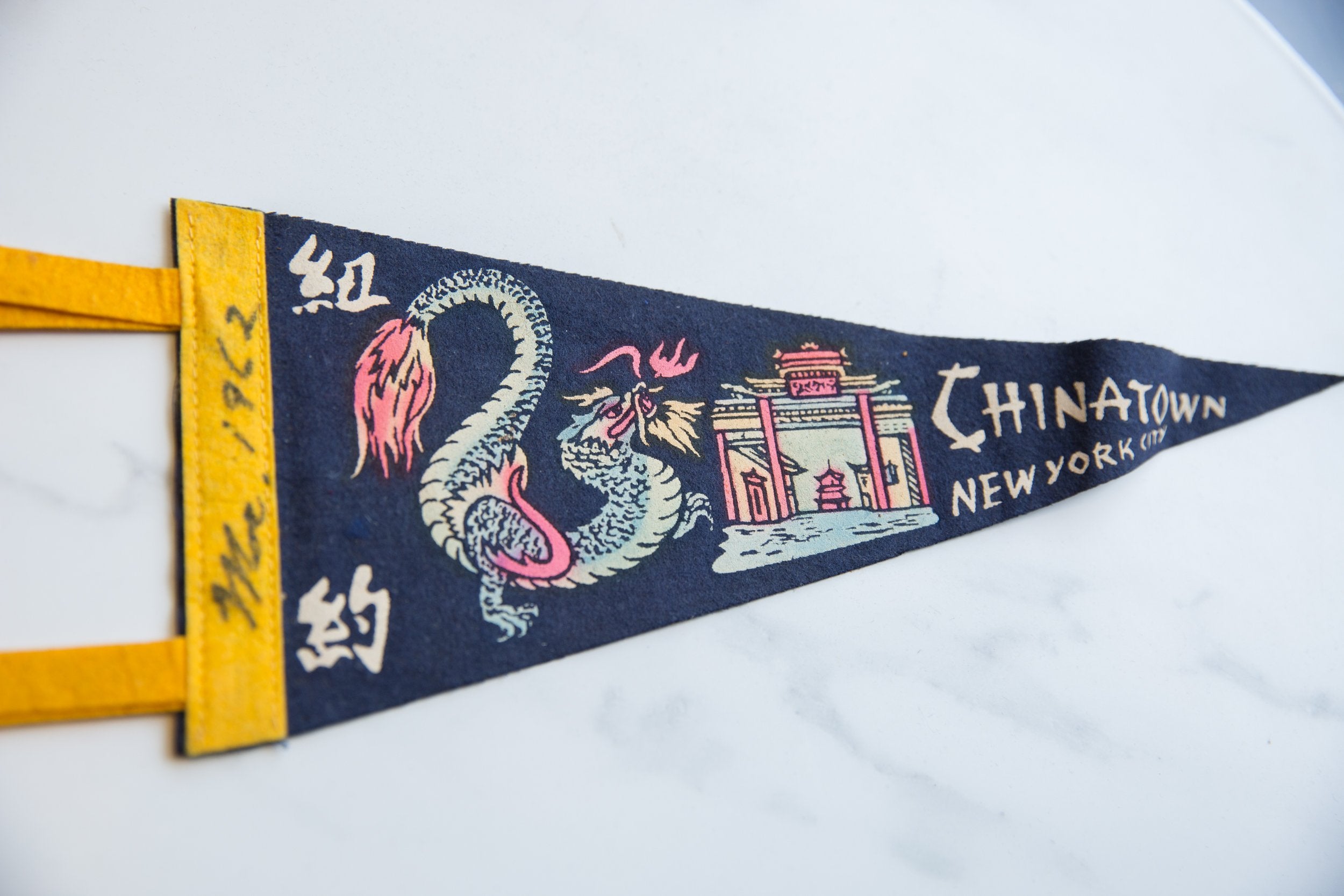 Vintage Chinatown NYC Felt Flag // ONH Item 9210 Image 1