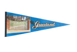 Vintage Graceland Memphis felt pennant, musical gate, script lettering, circa 1980s, 11x29.