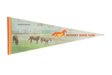 Vintage Lexington Kentucky Horse Park felt pennant, horses, red/yellow border, 1980s, 12x30.