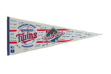 Vintage 1987 Minnesota Twins World Series Champions felt flag with printed player signatures.