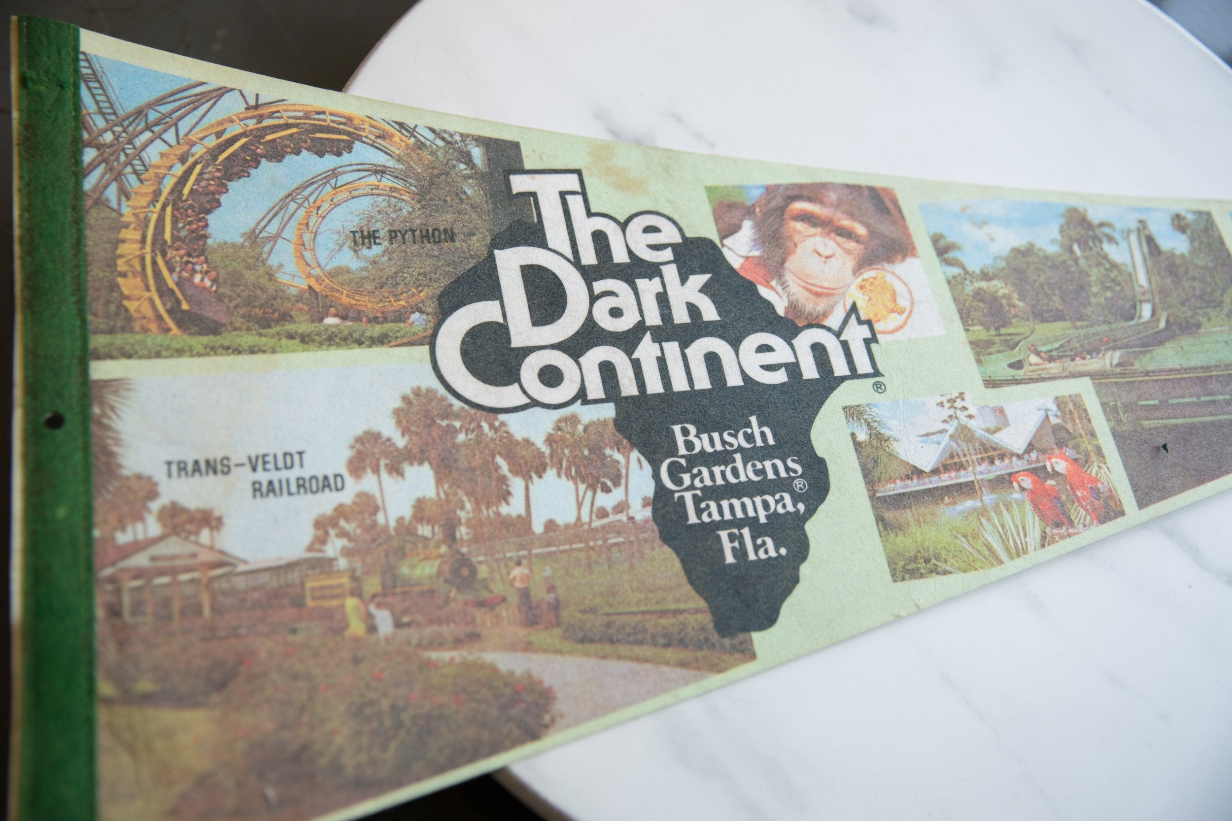 Vintage Busch Gardens Tampa Florida Felt Flag // ONH Item 9219 Image 1