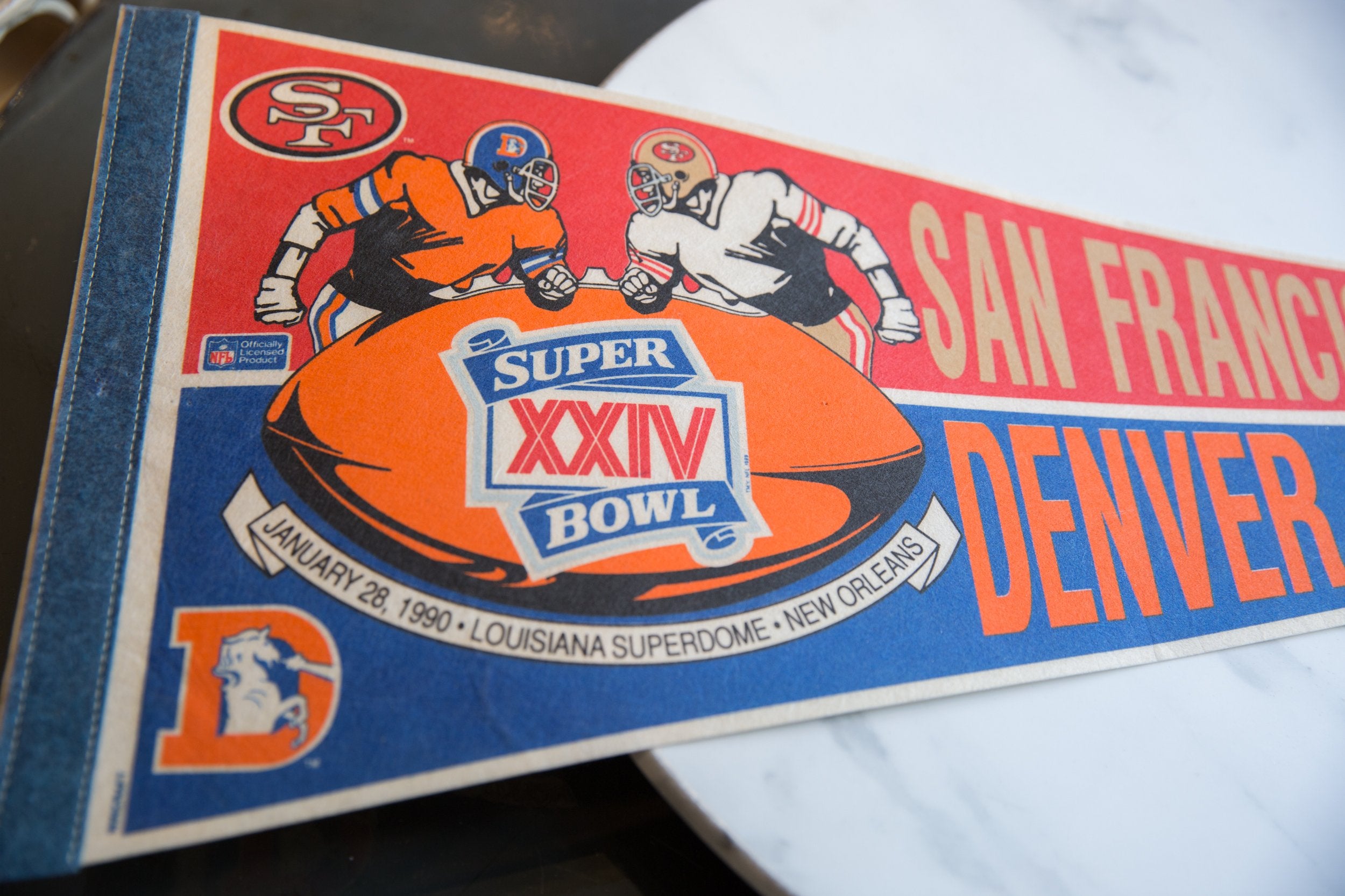Vintage San Francisco 49ers and Denver Broncos Felt Flag Pennant // ONH Item 9224 Image 1
