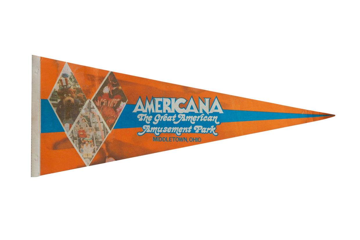 Vintage Great American Amusement Park Ohio Felt Flag Pennant // ONH Item 9226