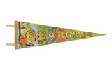 Vintage Georgia felt pennant with winking peach, diver, state map, and stars and bars motif, 8x25 inches.