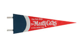 Vintage The Fun Ship Mardi Gras felt pennant in a red, white, and blue graphic design.