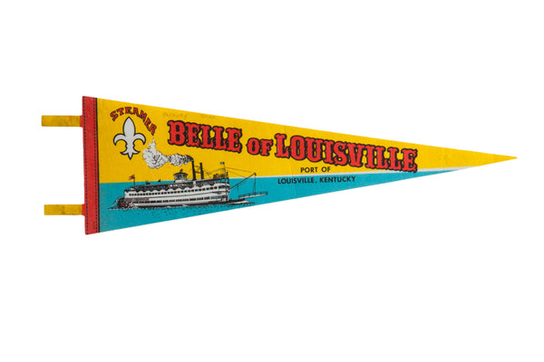 Vintage Belle of Louisville Kentucky Cruise Felt Flag // ONH Item 9244