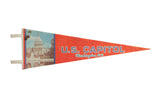 Vintage US Capitol felt pennant, red and blue with building image and destination text.