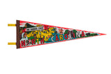 Vibrant vintage North Carolina felt flag with detailed state map graphics, 8 x 25 inches.