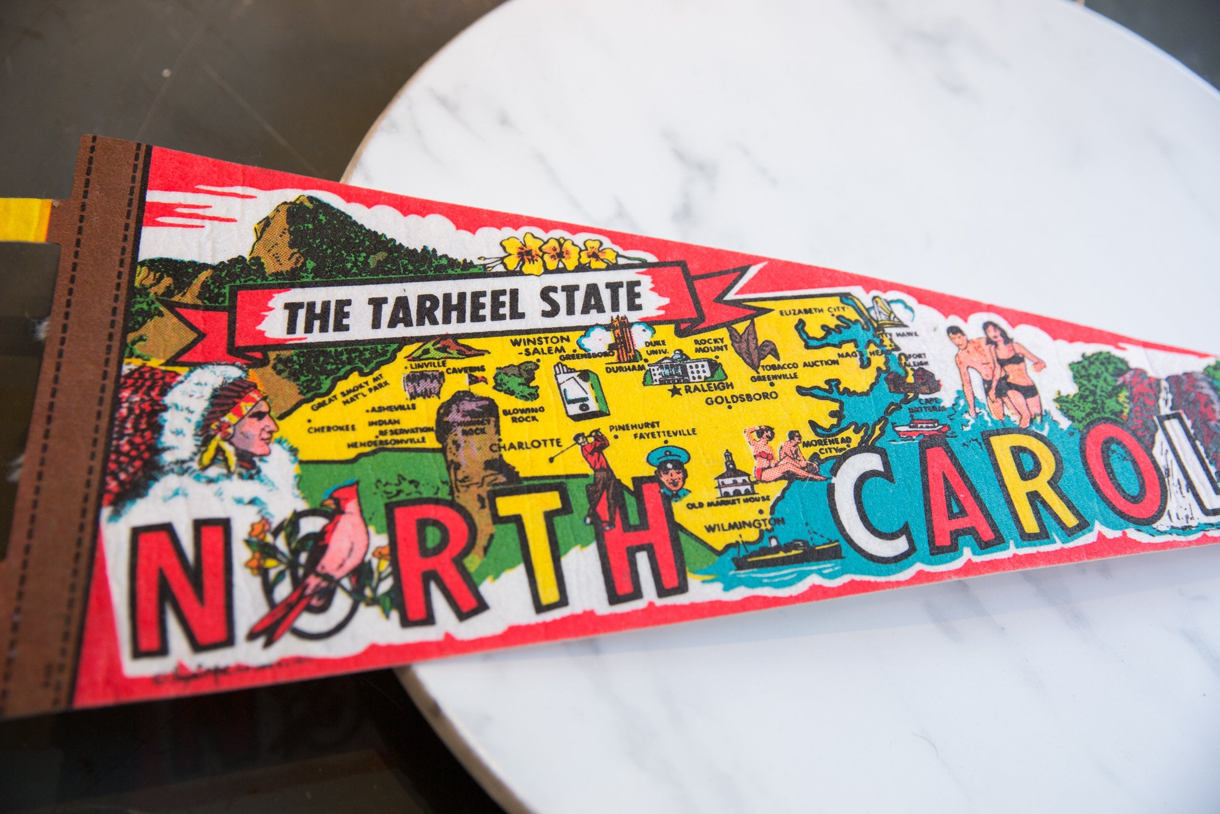 Vintage North Carolina Felt Flag // ONH Item 9246 Image 1