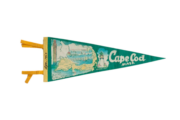 Vintage Cape Cod Massachusetts Felt Flag // ONH Item 9249