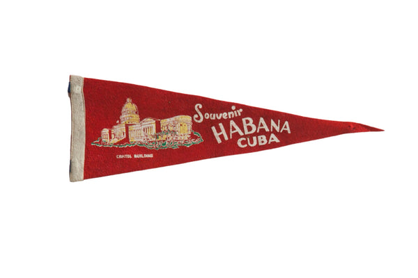 Vintage Habana Cuba Felt Flag // ONH Item 9251