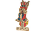 Vintage Bugs Bunny Uncle Sam felt flag with red, white, and blue patriotic graphics.