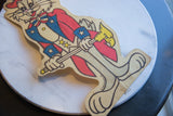 Detail of the Warner Bros. 1975 copyright mark on the vintage felt flag.