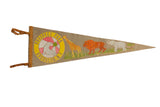 Vintage Prospect Park Brooklyn NY felt pennant featuring colorful retro zoo animal graphics.