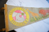 Prospect Park Brooklyn NY felt pennant with yellow circular logo, seal, and colorful giraffe.