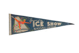 Vintage Nassau Coliseum Ice Show felt pennant with a vibrant retro skater and star graphic.