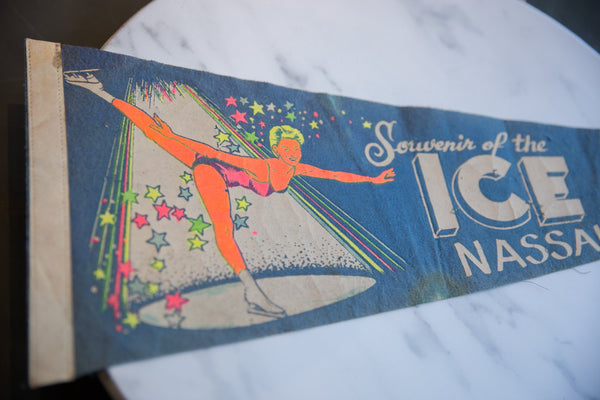 Vintage Ice Show Nassau Coliseum Felt Flag // ONH Item 9259 Image 1
