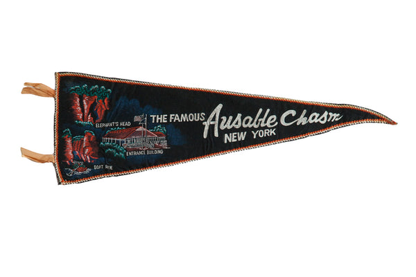 Vintage Ausable Chasm NY Felt Flag // ONH Item 9264