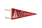 Vintage Vanderbilt Museum felt flag in red with a white graphic of the museum.